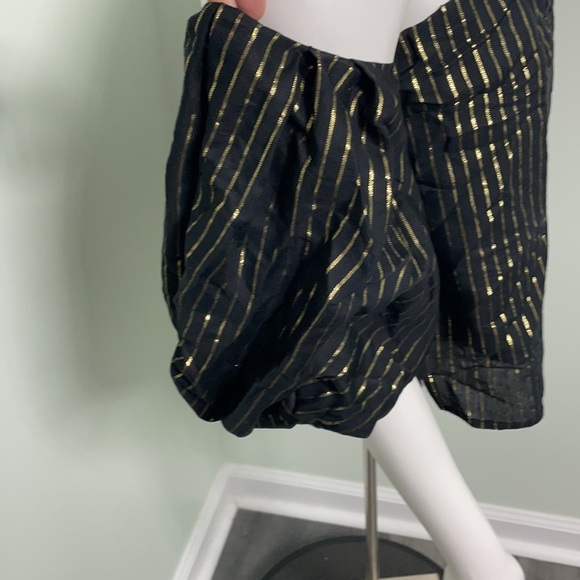 Zara | Gold Striped Puff Sleeve Off Shoulder Top - Picture 4 of 6